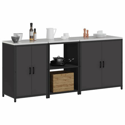 Kitchen Storage Set HATTEM 3 pcs Black Cold-rolled Steel