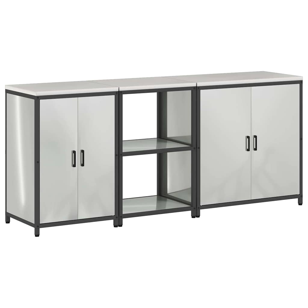 Kitchen Storage Set HATTEM 3 pcs Silver Galvanised Steel