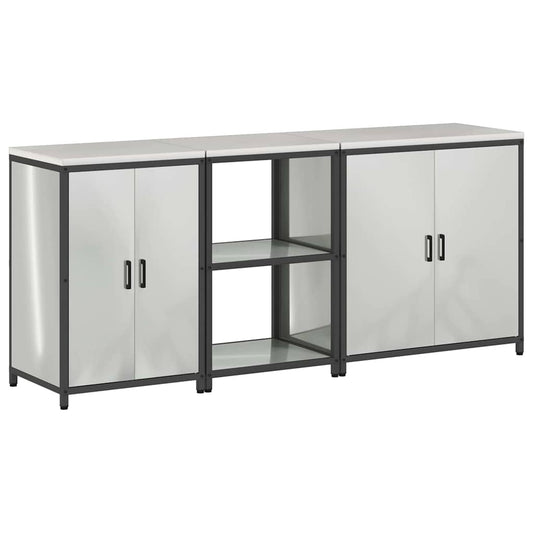 Kitchen Storage Set HATTEM 3 pcs Silver Galvanised Steel