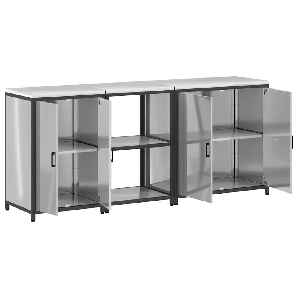 Kitchen Storage Set HATTEM 3 pcs Silver Galvanised Steel
