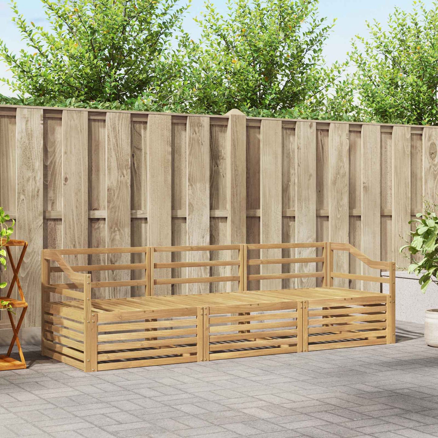 Outdoor Sofa Set 3 pcs White Solid Acacia Wood