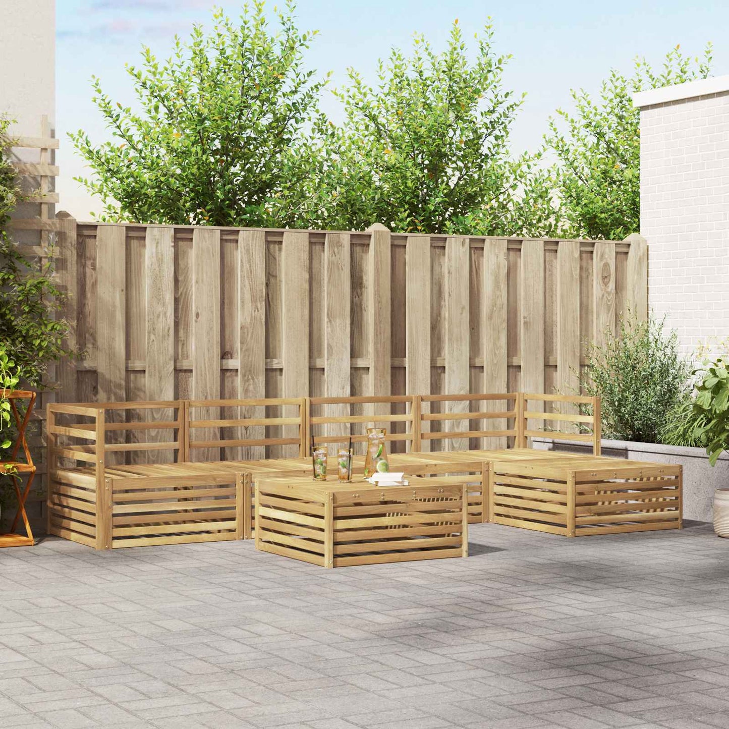 Outdoor Sofa Set 6 pcs White 79 x 79 x 37 cm Solid Acacia Wood
