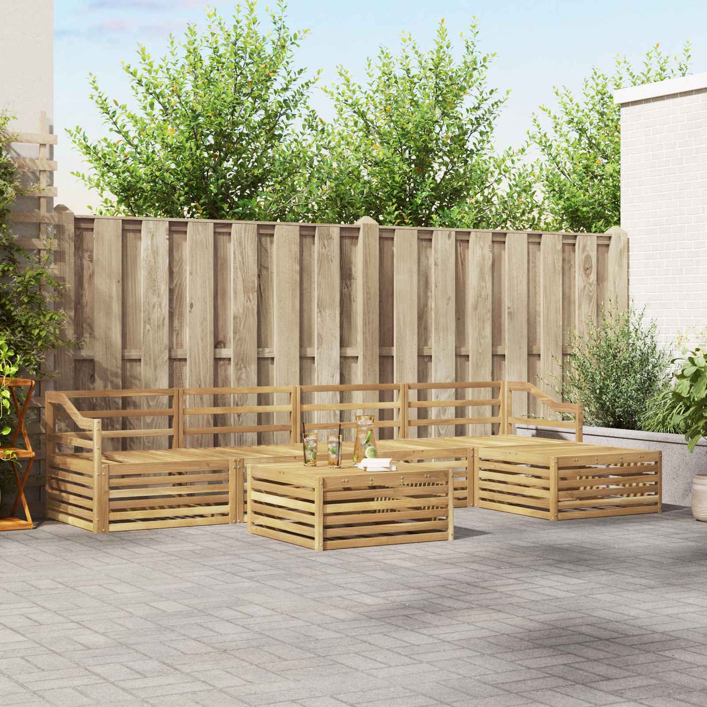 Outdoor Sofa Set 6 pcs White 79 x 79 x 37 cm Solid Acacia Wood
