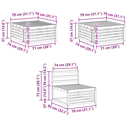 Outdoor Sofa Set 6 pcs White 79 x 79 x 37 cm Solid Acacia Wood