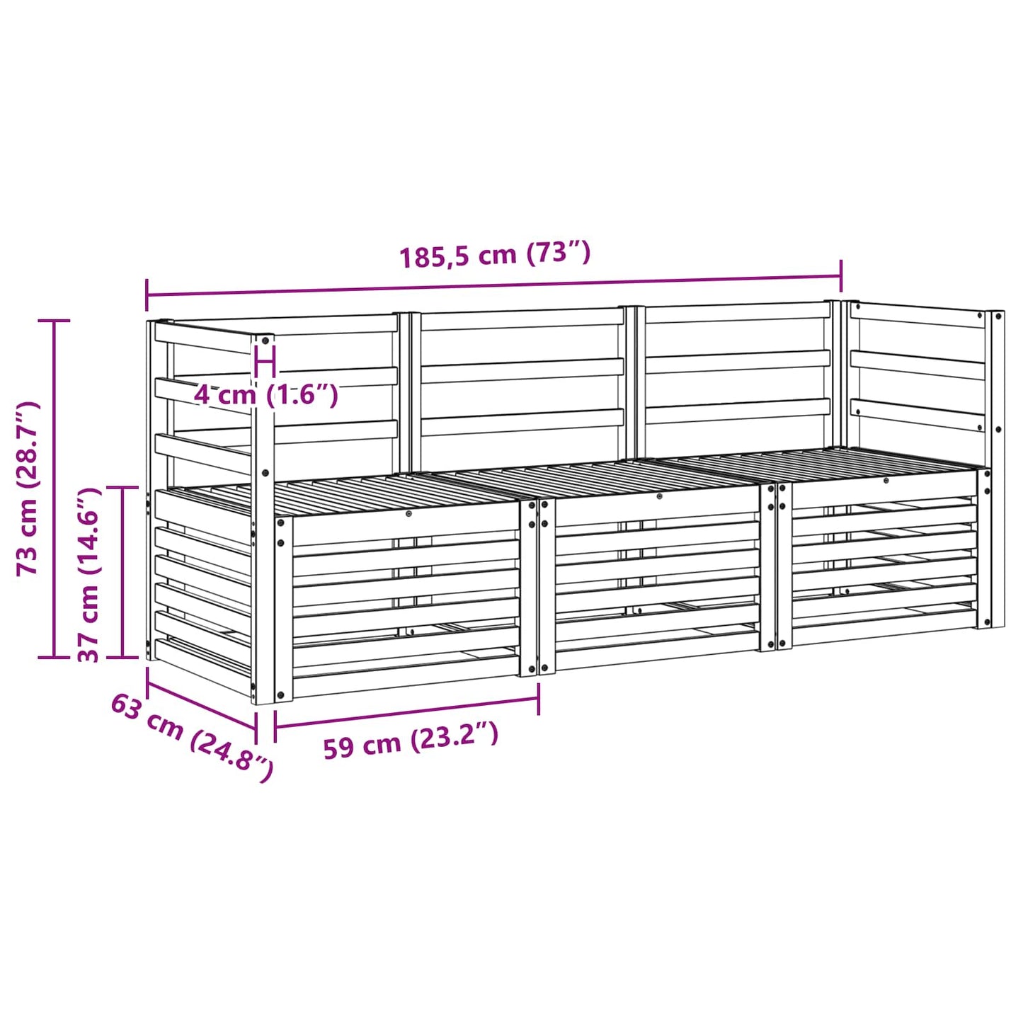 Sofa Sets Solid Acacia Wood