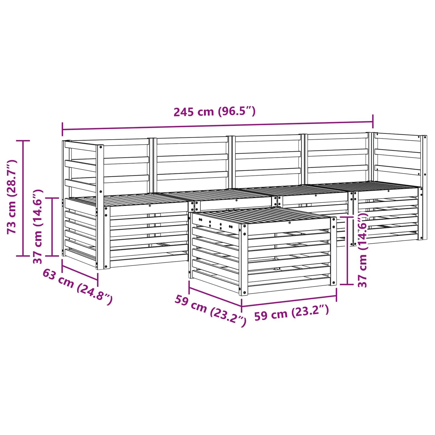 Outdoor Sofa Set 5 pcs White Solid Acacia Wood