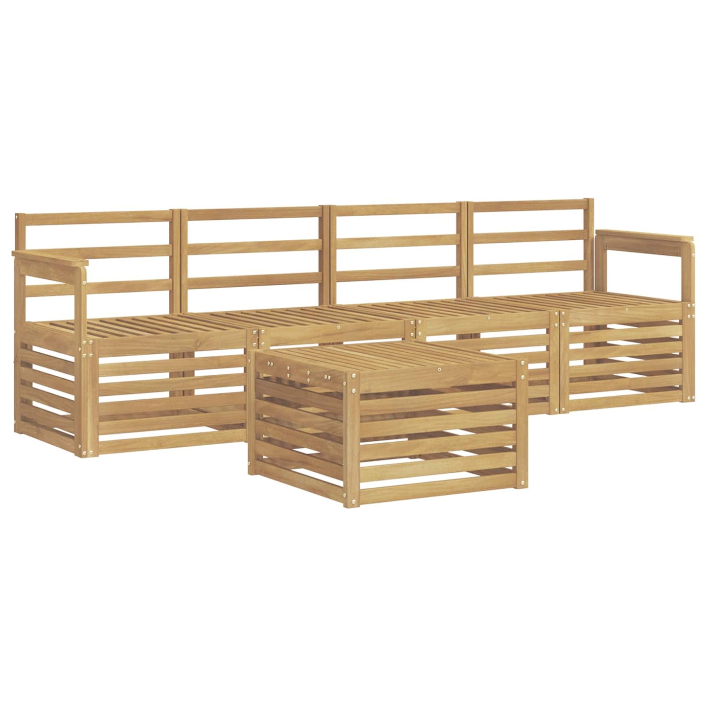 Outdoor Sofa Set 5 pcs White Solid Acacia Wood