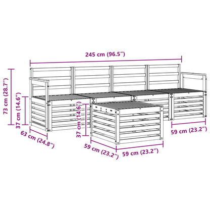Outdoor Sofa Set 5 pcs White Solid Acacia Wood