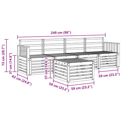 Outdoor Sofa Set 5 pcs White Solid Acacia Wood