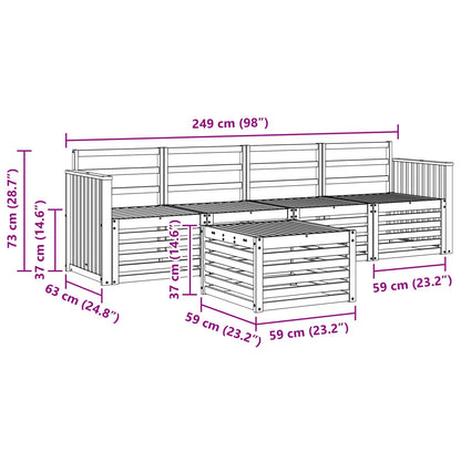 Outdoor Sofa Set 5 pcs White Solid Acacia Wood