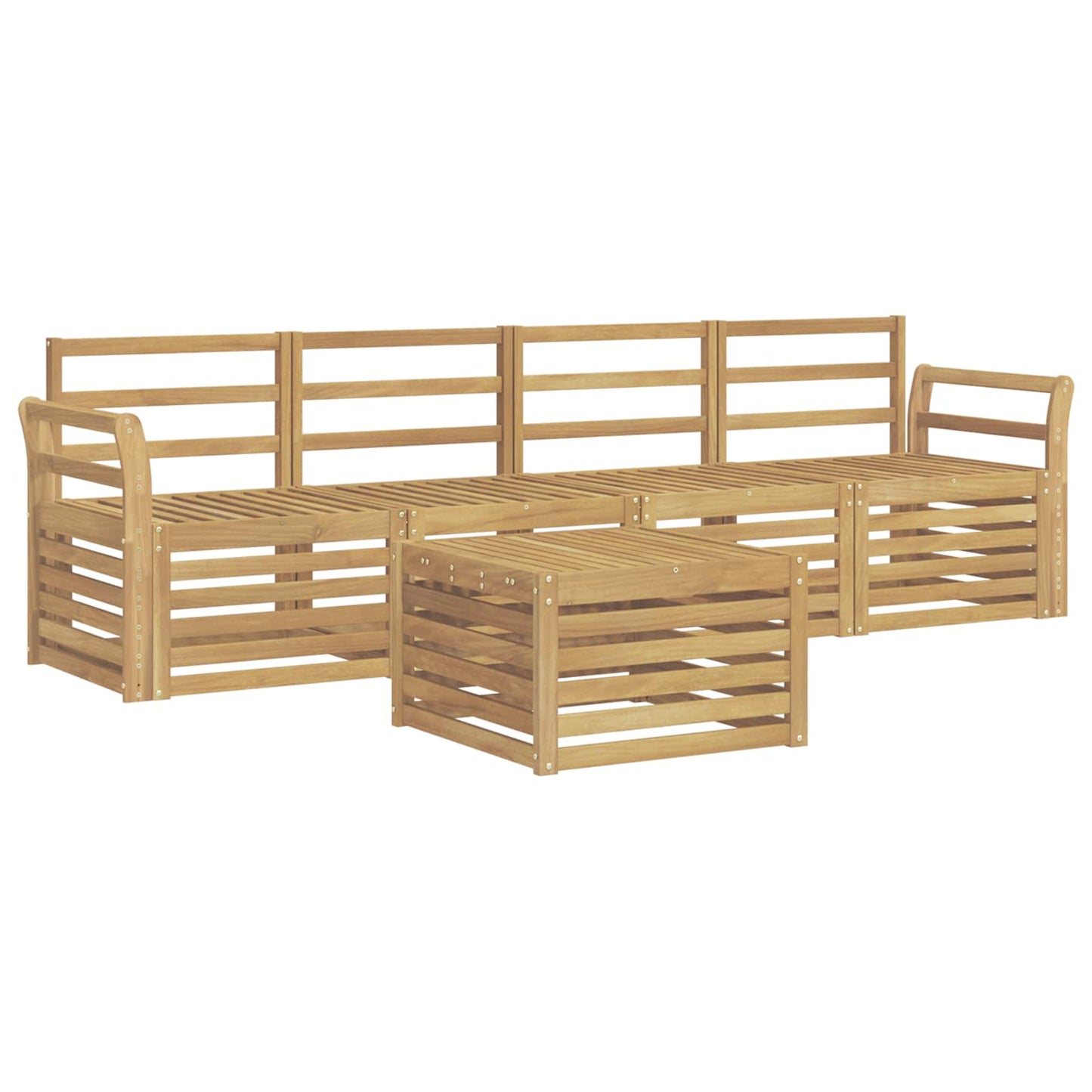 Outdoor Sofa Set 5 pcs White Solid Acacia Wood