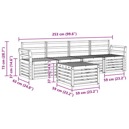 Outdoor Sofa Set 5 pcs White Solid Acacia Wood