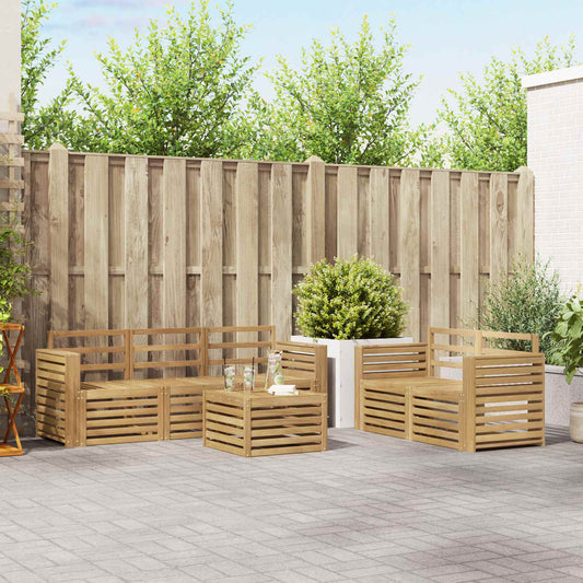 Outdoor Sofa Set 6 pcs White Solid Acacia Wood