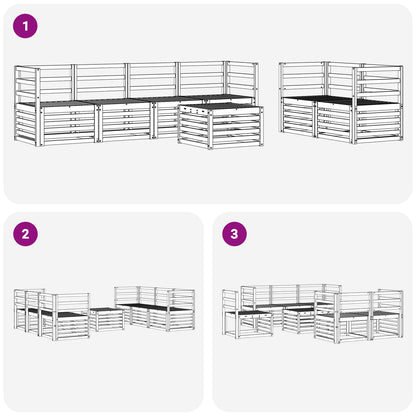 Outdoor Sofa Set 7 pcs White Solid Acacia Wood