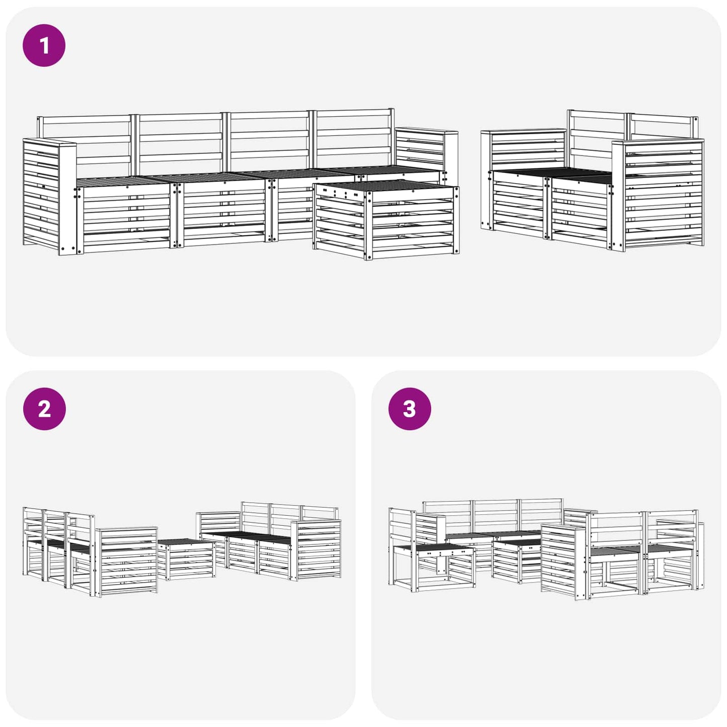 Outdoor Sofa Set 7 pcs White Solid Acacia Wood