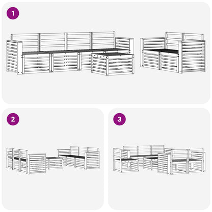 Outdoor Sofa Set 7 pcs White Solid Acacia Wood