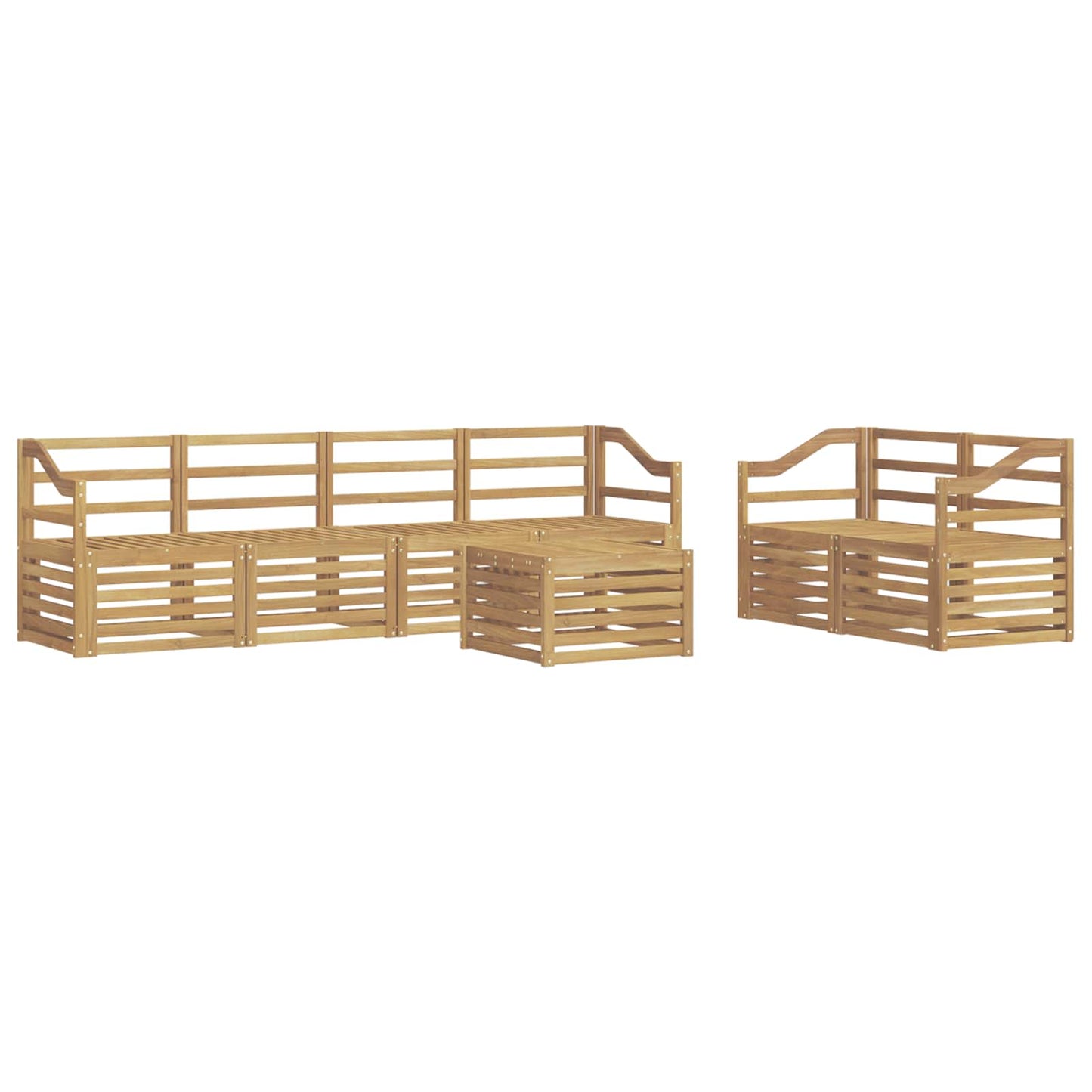 Outdoor Sofa Set 7 pcs White Solid Acacia Wood