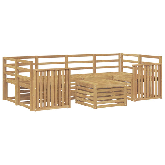 Outdoor Sofa Set 7 pcs White Solid Acacia Wood