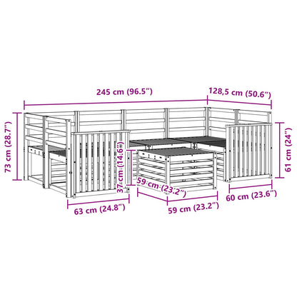 Outdoor Sofa Set 7 pcs White Solid Acacia Wood