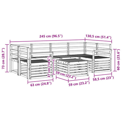 Outdoor Sofa Set 7 pcs White Solid Acacia Wood