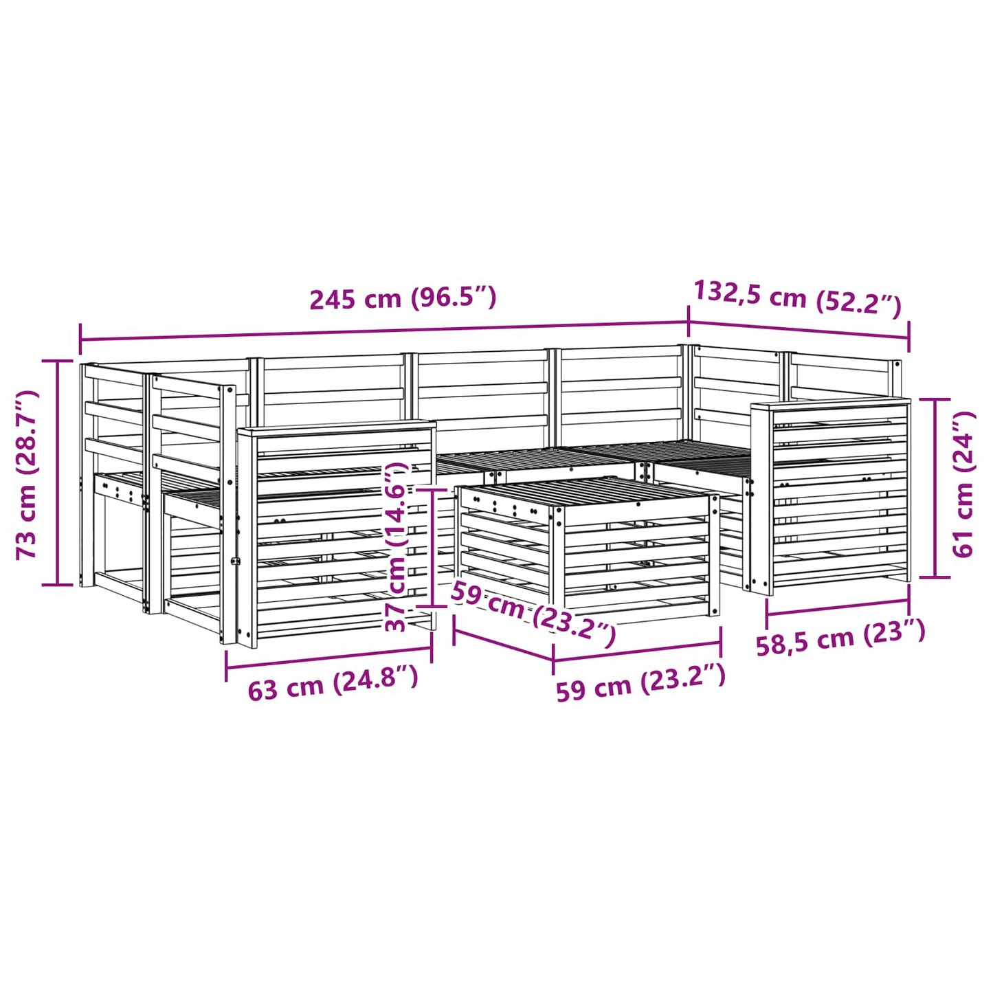 Outdoor Sofa Set 7 pcs White Solid Acacia Wood