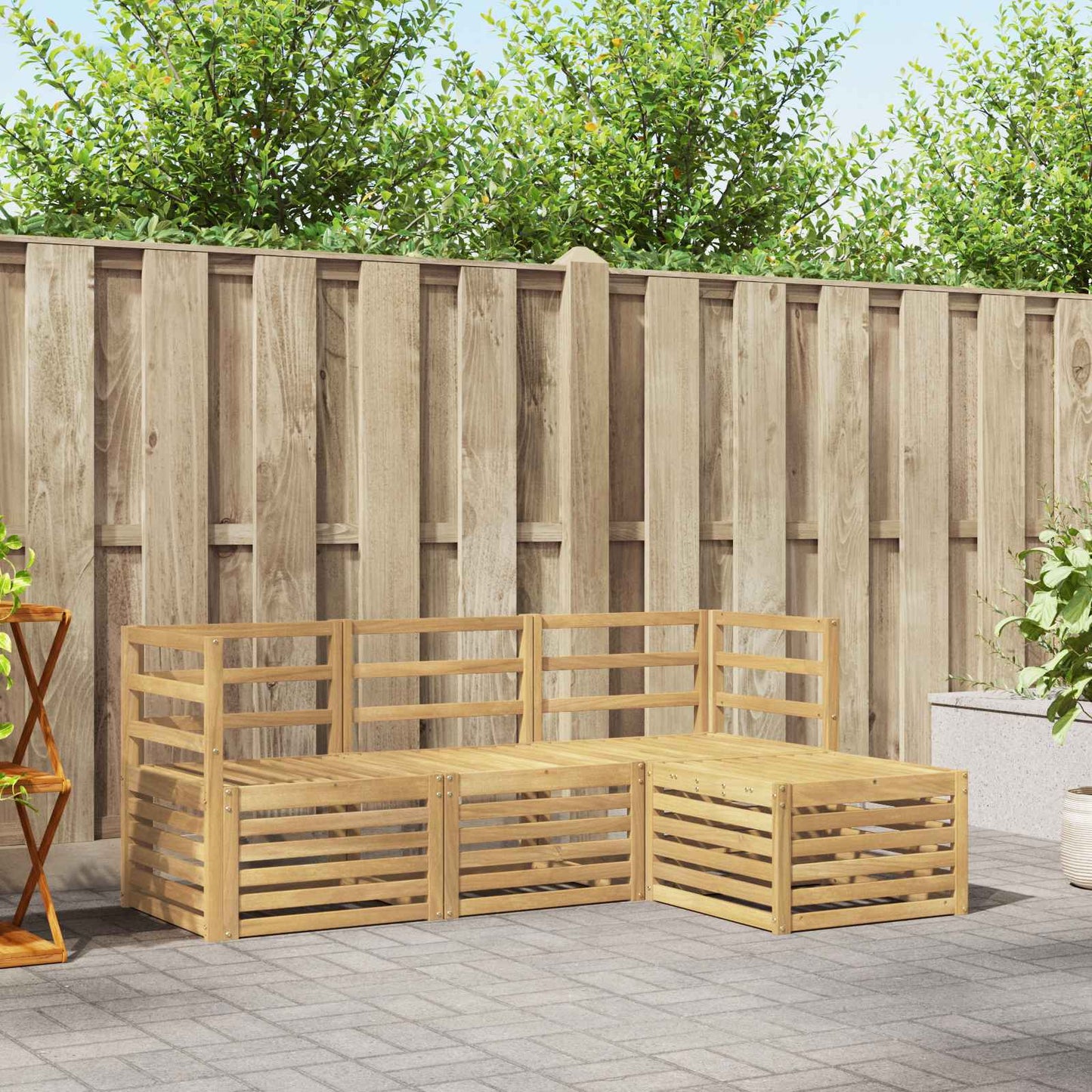 Outdoor Sofa Set 4 pcs White Solid Acacia Wood