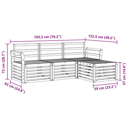 Outdoor Sofa Set 4 pcs White 193.5 x 122.5 x 73 cm