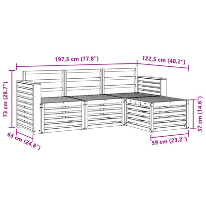 Outdoor Sofa Set 4 pcs White 197.5 x 122.5 x 73 cm