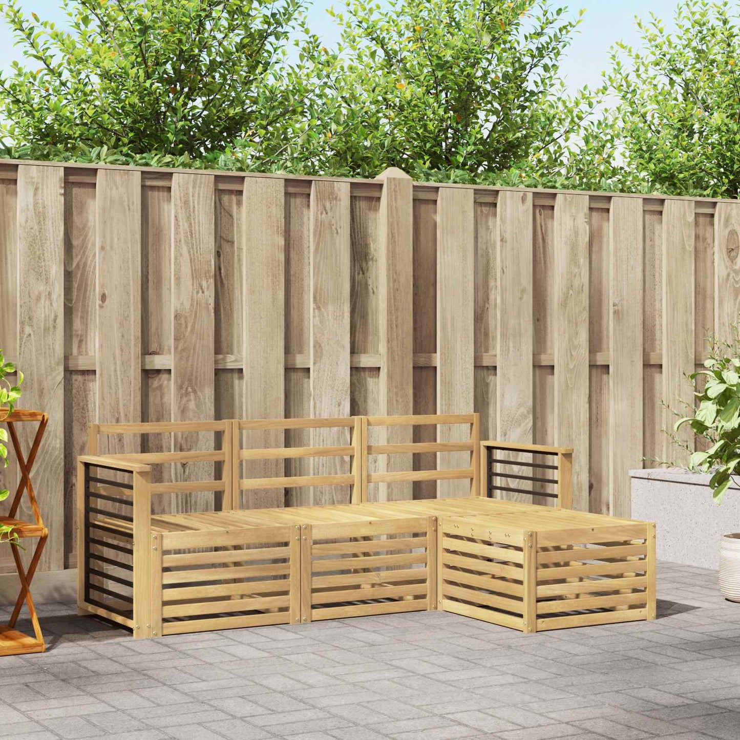 Outdoor Sofa Set 4 pcs White Solid Acacia Wood
