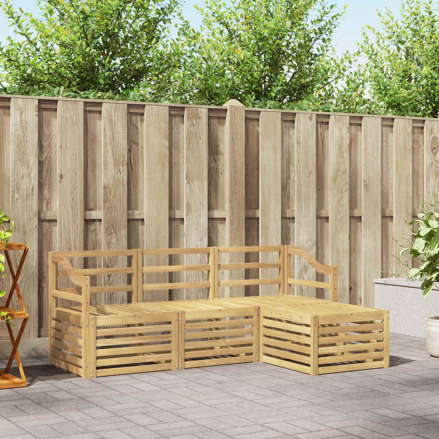 Outdoor Sofa Set 4 pcs White Solid Acacia Wood
