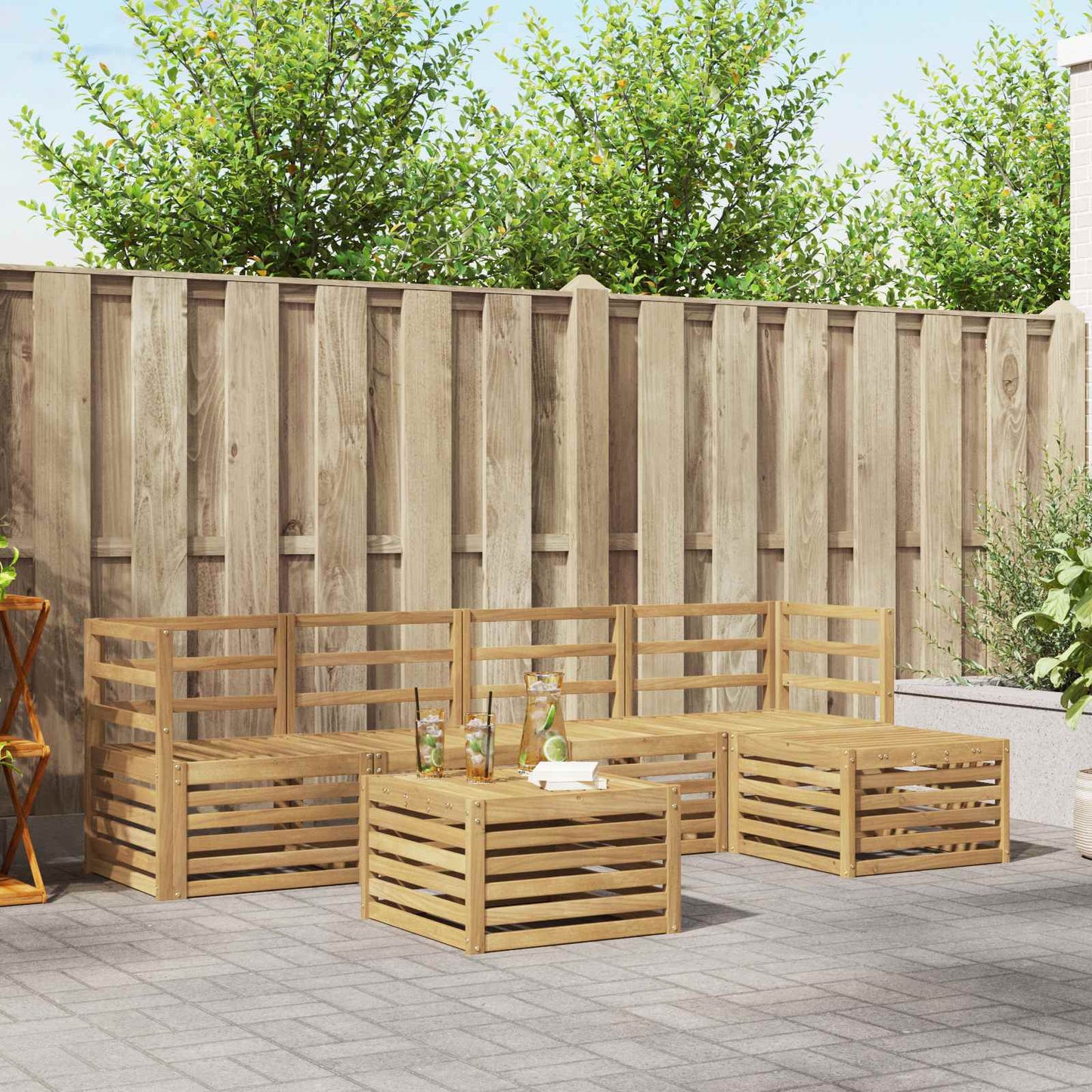 Outdoor Sofa Set 6 pcs White Solid Acacia Wood