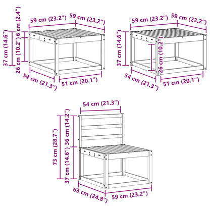 Outdoor Sofa Set 6 pcs White 59 x 59 x 37 cm Solid Acacia Wood