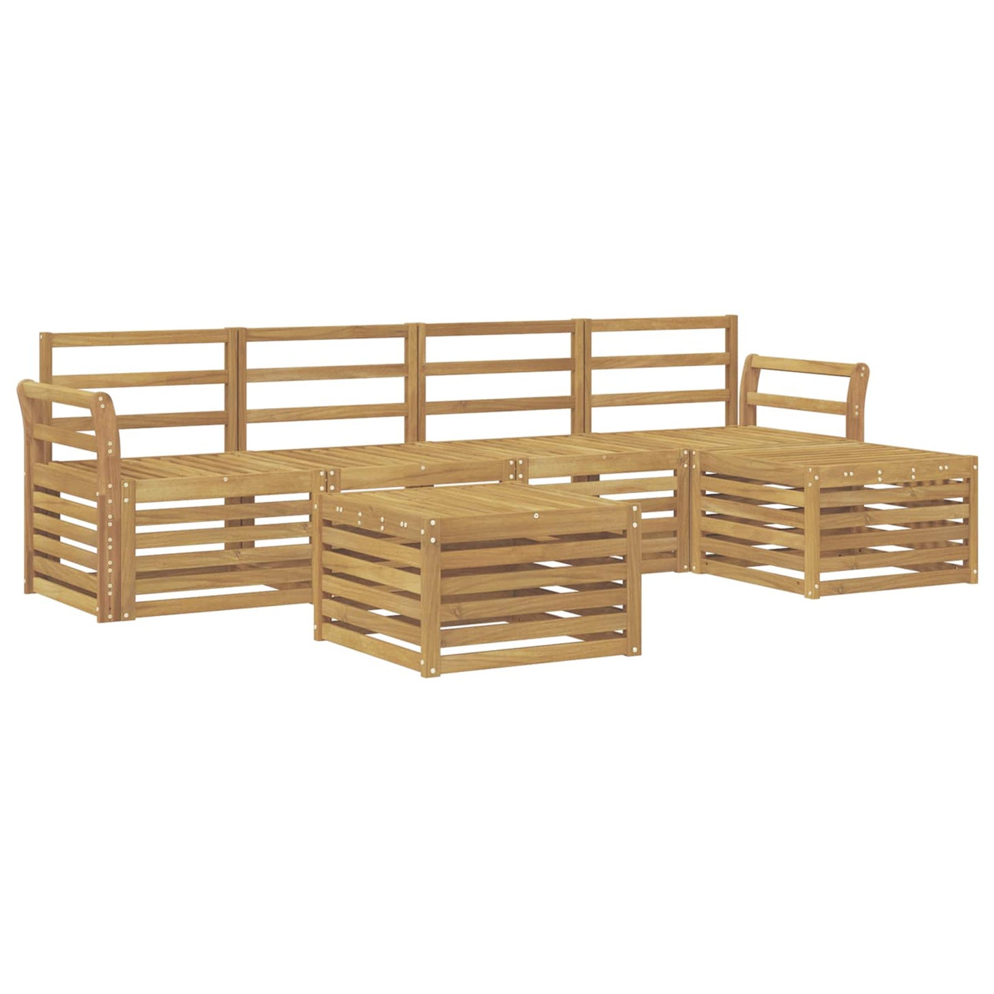 Outdoor Sofa Set 6 pcs White 59 x 59 x 37 cm Solid Acacia Wood