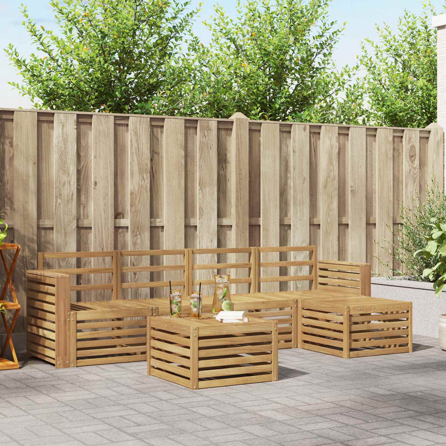 Outdoor Sofa Set 6 pcs White 59 x 59 x 37 cm Solid Acacia Wood