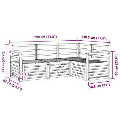 Sofa Sets 4 pcs White 190 x 130.5 x 73 cm Solid Acacia Wood