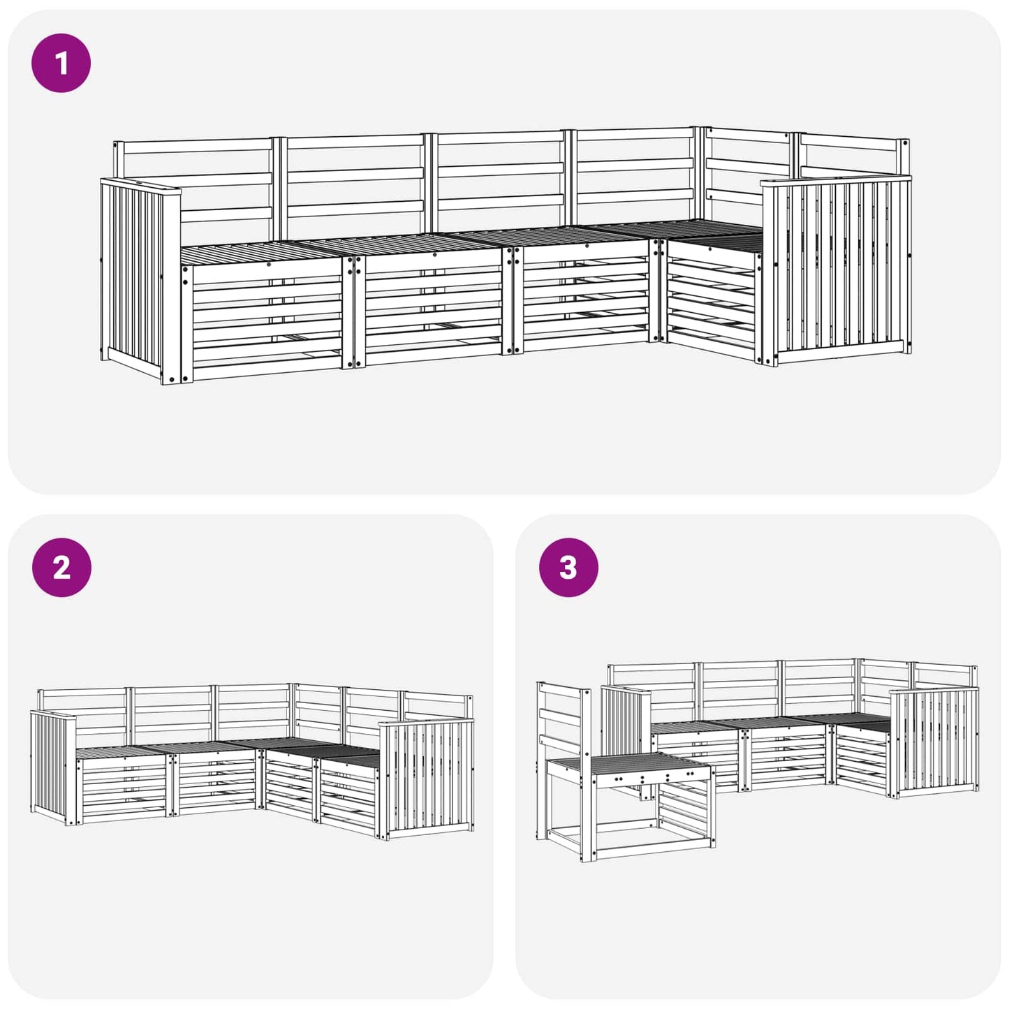 Outdoor Sofa Set 5 pcs White 247 x 128.5 x 73 cm