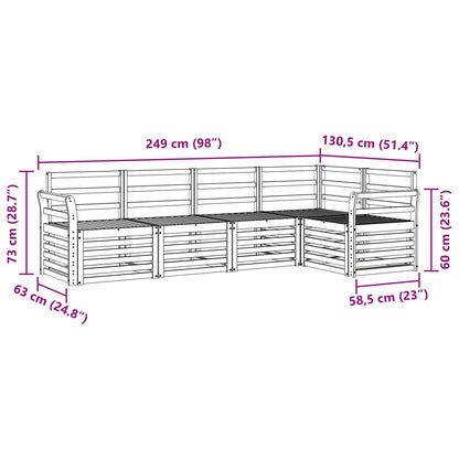 Outdoor Sofa Set 5 pcs White 249 x 130.5 x 73 cm