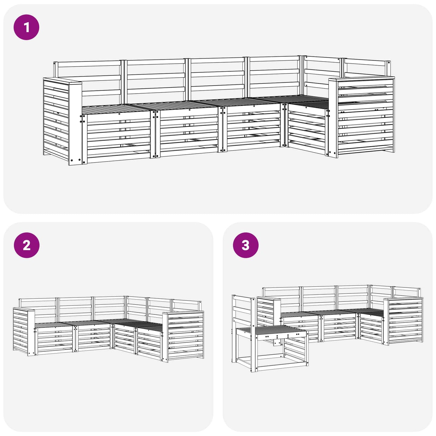 Outdoor Sofa Set 5 pcs White 251 x 132.5 x 73 cm