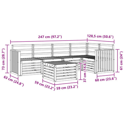 Outdoor Sofa Set 6 pcs White 59 x 59 x 37 cm Solid Acacia Wood