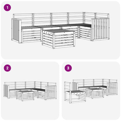 Outdoor Sofa Set 6 pcs White 59 x 59 x 37 cm Solid Acacia Wood