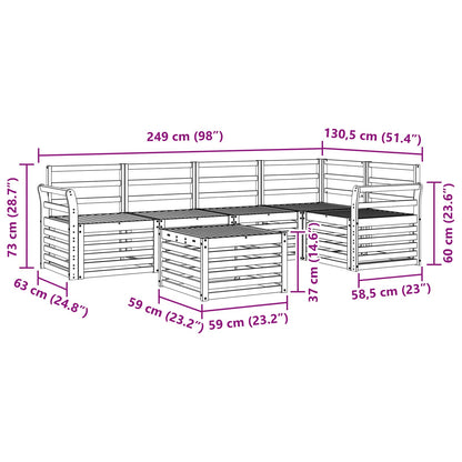 Outdoor Sofa Set 6 pcs White 59 x 59 x 37 cm Solid Acacia Wood