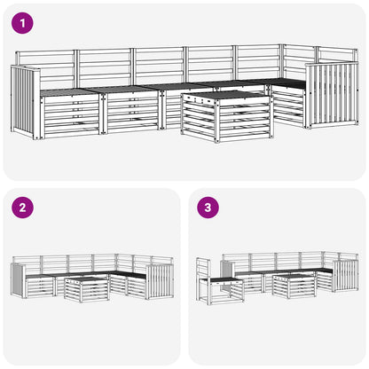 Outdoor Sofa Set 7 pcs White 59 x 59 x 37 cm Solid Acacia Wood