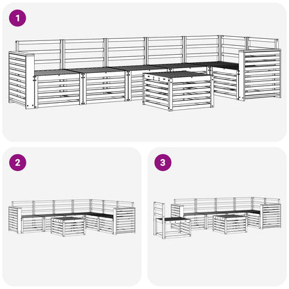 Outdoor Sofa Set 7 pcs White 59 x 59 x 37 cm Solid Acacia Wood