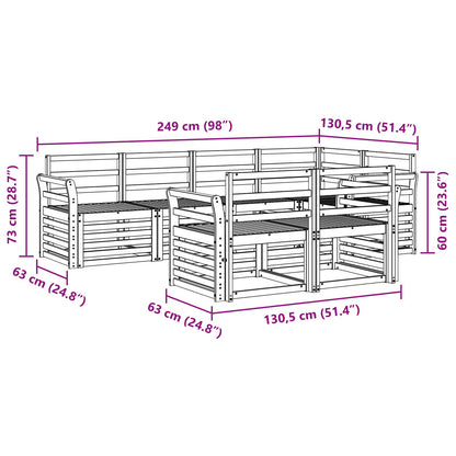 Outdoor Sofa Set 7 pcs White 249 x 130.5 x 73 cm