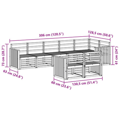 Outdoor Sofa Set 8 pcs White 306 x 128.5 x 73 cm