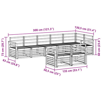 Outdoor Sofa Set 8 pcs White 308 x 130.5 x 73 cm
