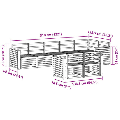 Outdoor Sofa Set 8 pcs White 310 x 132.5 x 73 cm