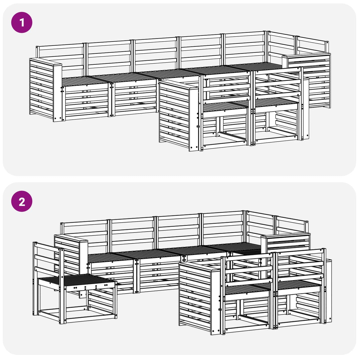 Outdoor Sofa Set 8 pcs White 310 x 132.5 x 73 cm