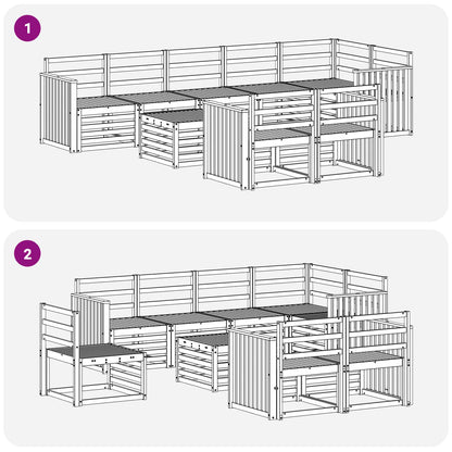 Outdoor Sofa Set 9 pcs White 59 x 59 x 37 cm Solid Acacia Wood