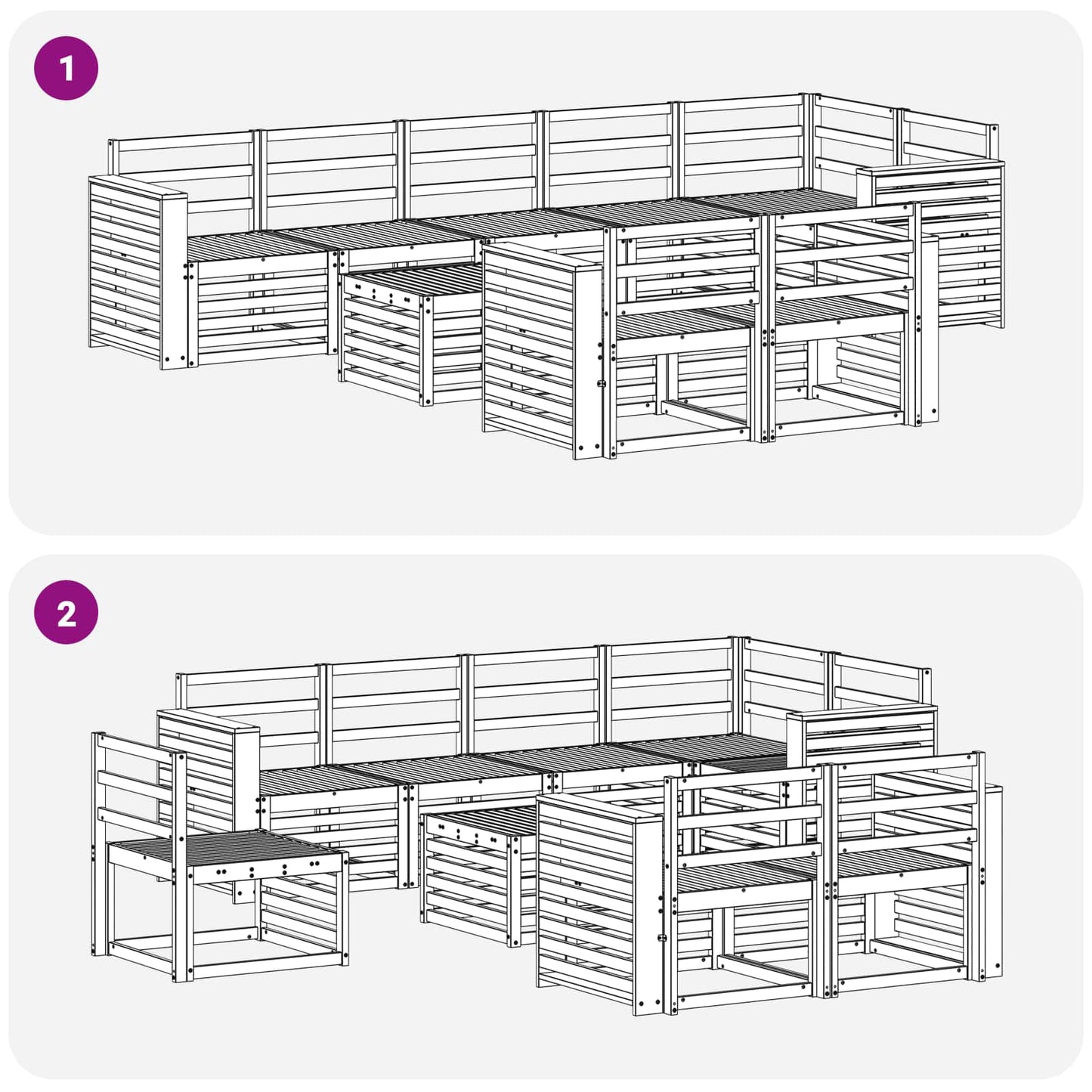 Outdoor Sofa Set 9 pcs White 59 x 59 x 37 cm Solid Acacia Wood